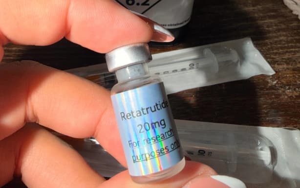 A vial of Retatrutide Oceane Ceballos had in her fridge.