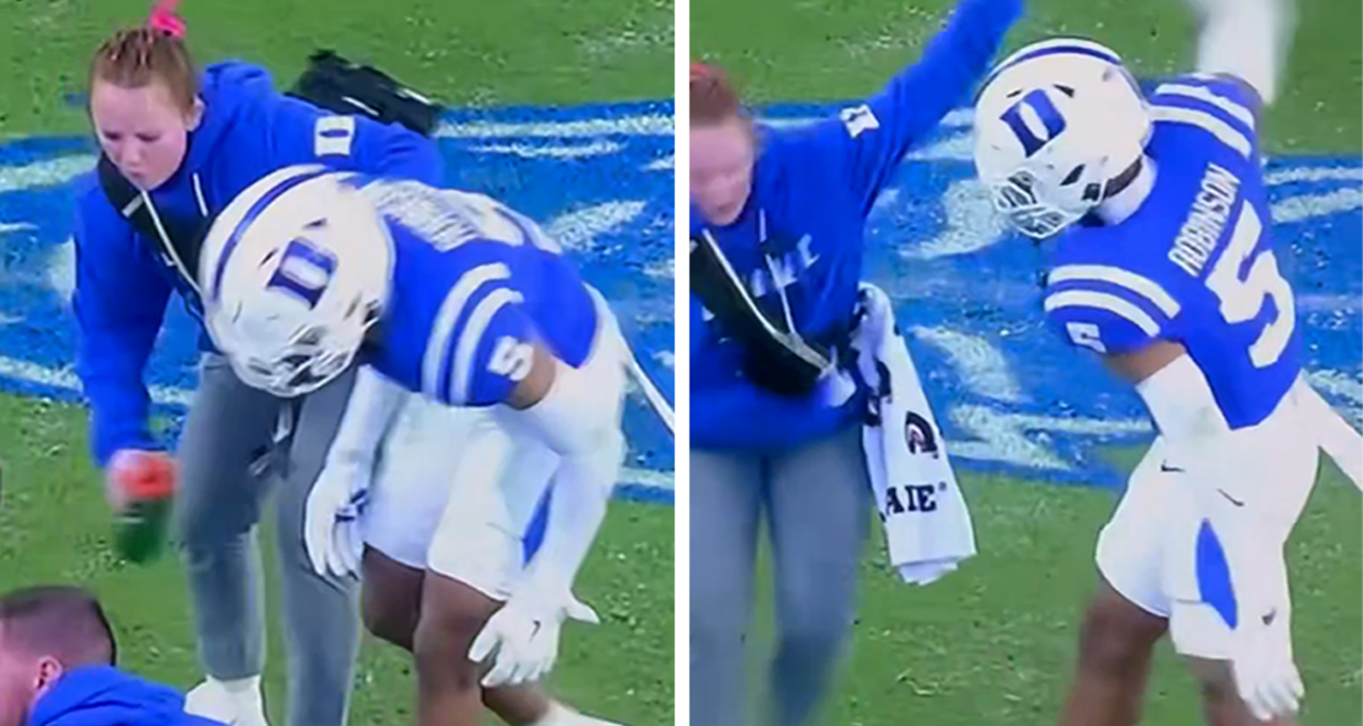 Duke Football Player Catches Backlash for Swatting at Female Medical Trainer