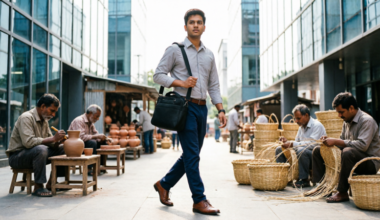 Workers and job seekers in urban and rural settings illustrating India’s September 2026 employment indicators.