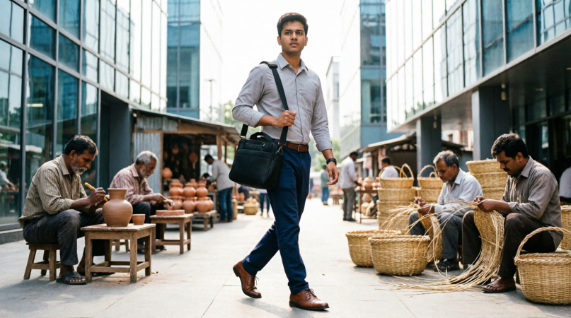 Workers and job seekers in urban and rural settings illustrating India’s September 2026 employment indicators.