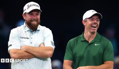 Shane Lowry and Rory McIlroy at a TGL event