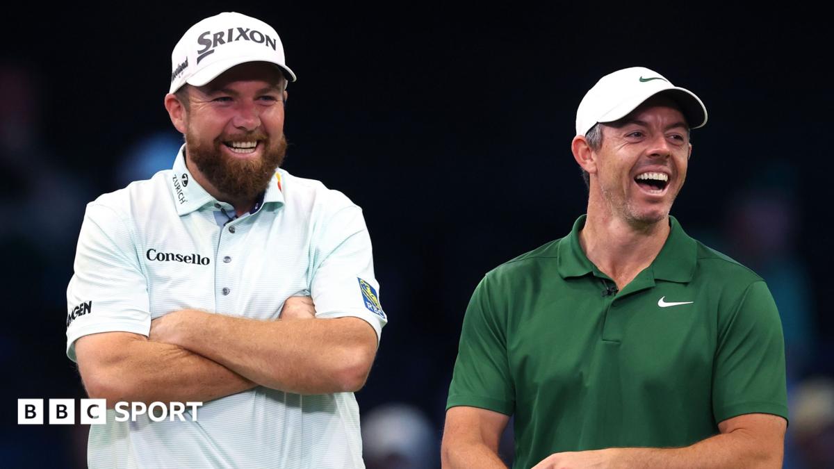 Shane Lowry and Rory McIlroy at a TGL event