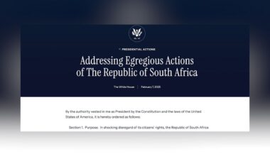 The executive order specifically prioritizing Afrikaners through the U.S. Refugee Admissions Program.