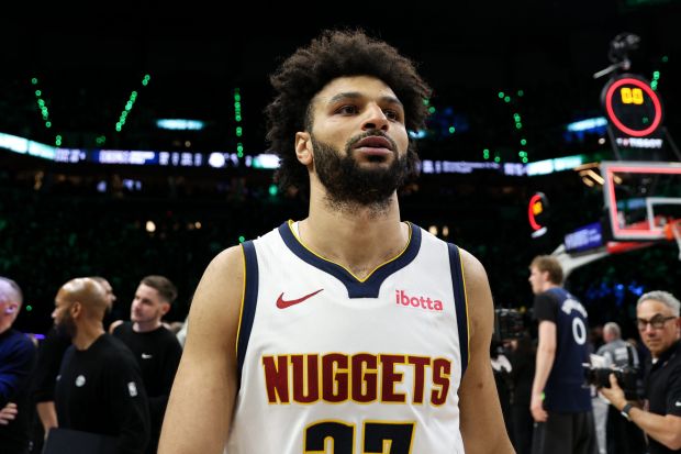Denver Nuggets guard Jamal Murray (27) walks off the court after the Nuggets lost to the Minnesota Timberwolves in Game 6 of a first-round NBA basketball playoffs series, Thursday, April 30, 2026, in Minneapolis. (AP Photo/Matt Krohn)