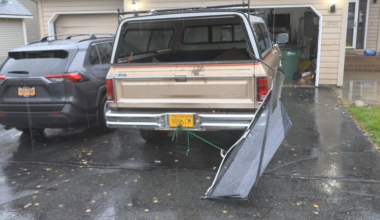 Bear claws at Eagle River doors, rips truck canopy apart chasing donut smell, owner says