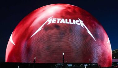 The Metallica logo on the exterior of Sphere, Las Vegas