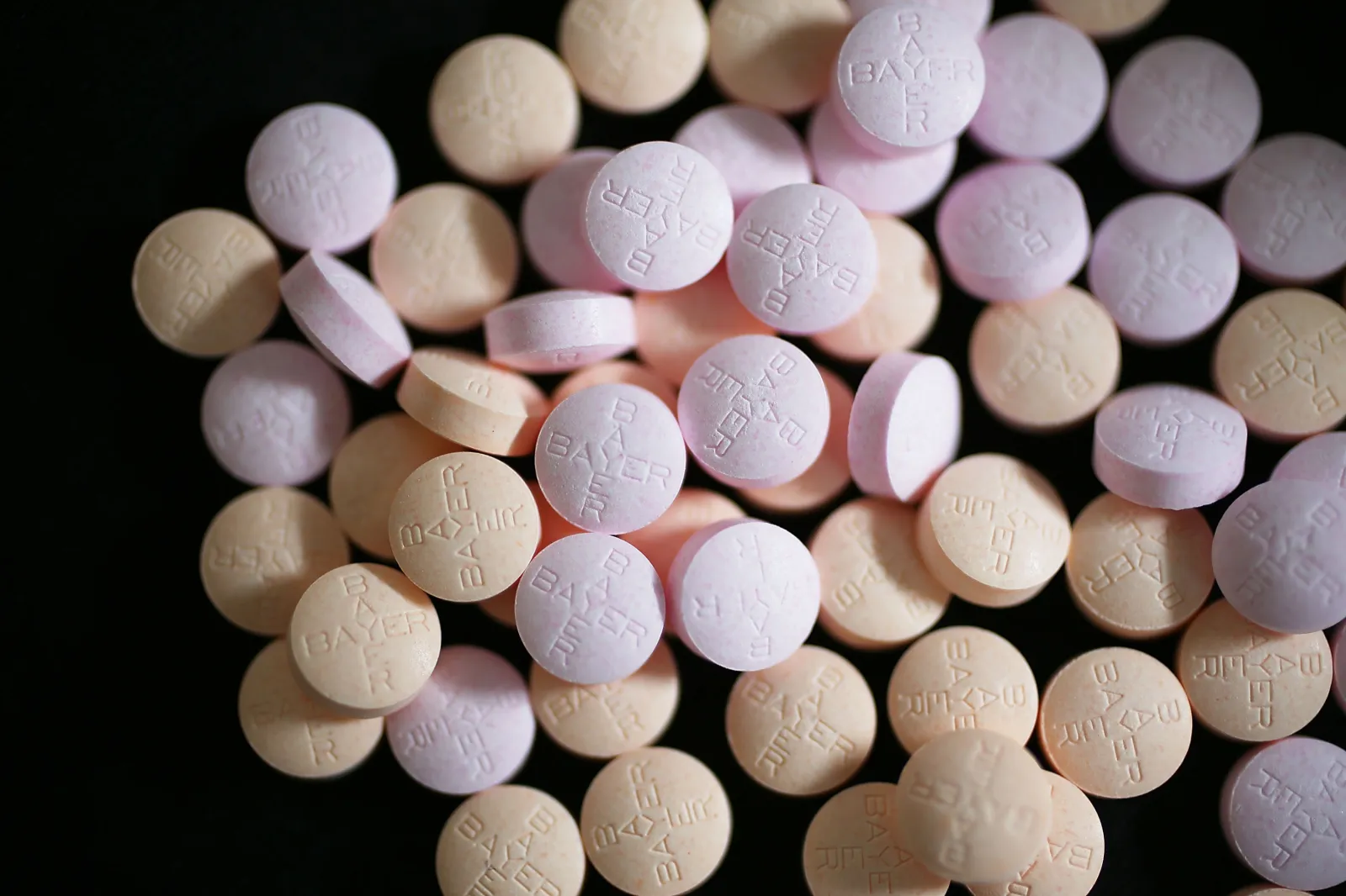 Bayer 81 mg asprin tablets are seen on April 12, 2016 in Miami, Florida.