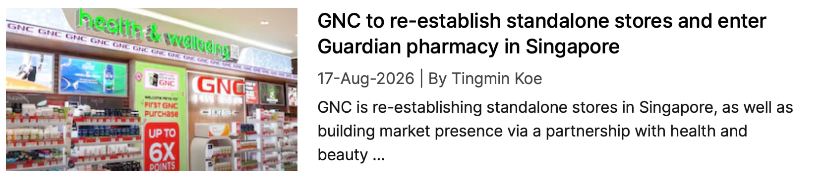 GNC Singapore NI coverage