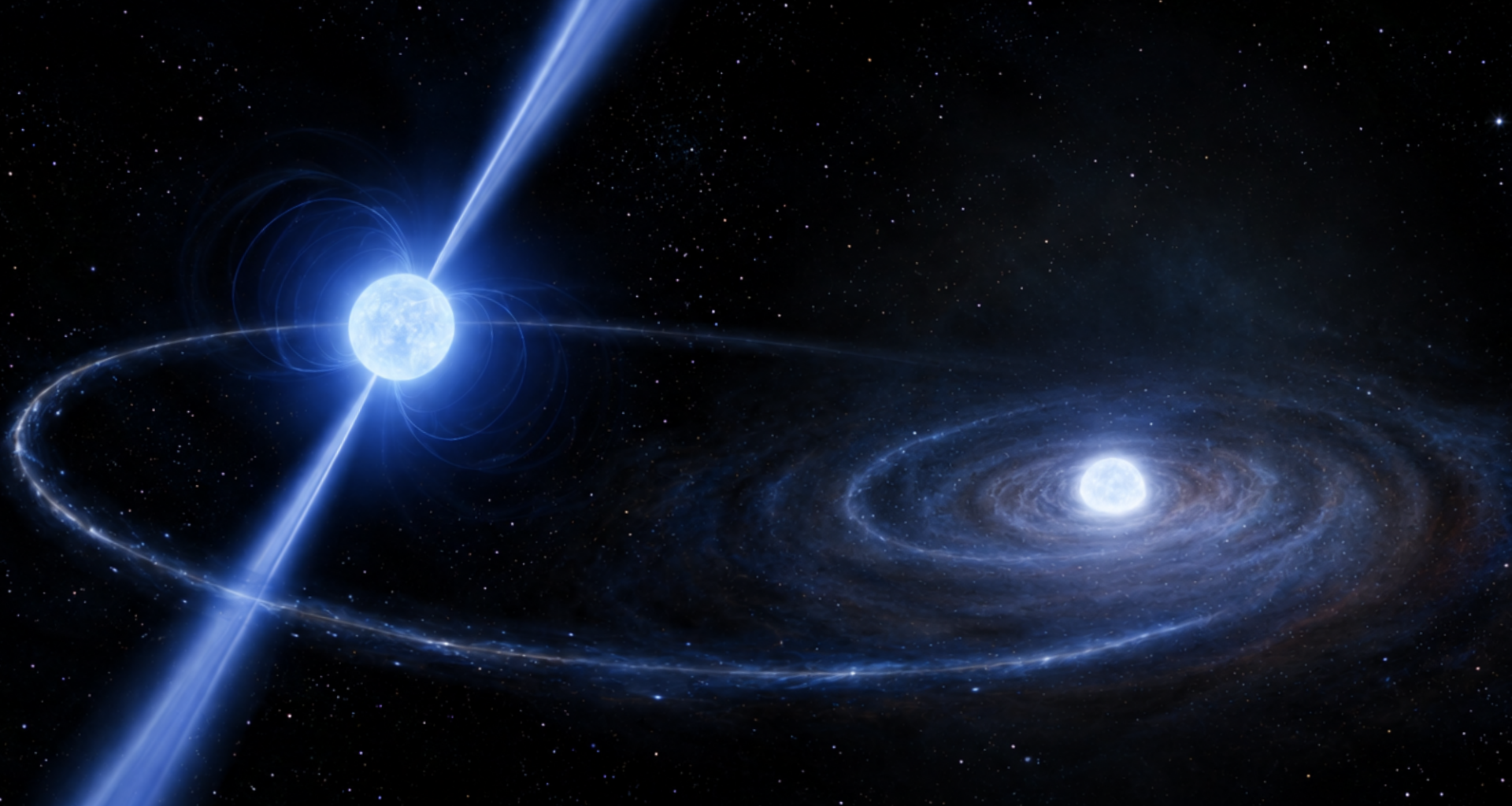Dead star orbiting a neutron star 'cosmic lighthouse' is at a rarely seen stage of its afterlife