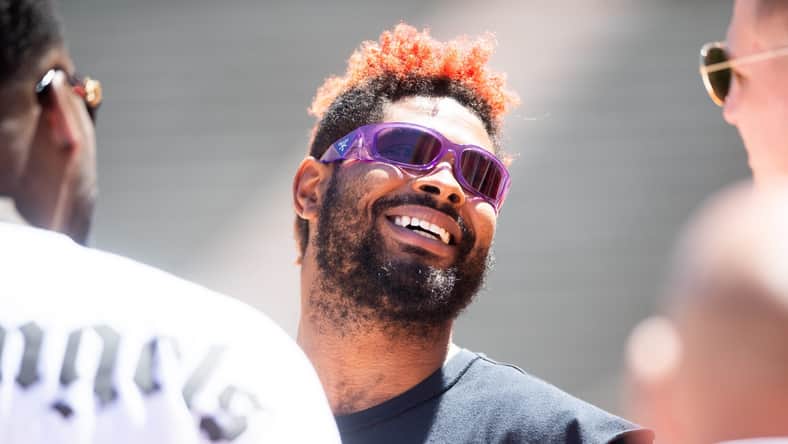Former Tennessee football player Jauan Jennings during Tennessee's Orange & White spring football game at Neyland Stadium.