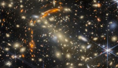 Webb captures the massive galaxy cluster MACS J0454.1-0300, made of many golden elliptical galaxies. Credit: NASA/ESA/CSA