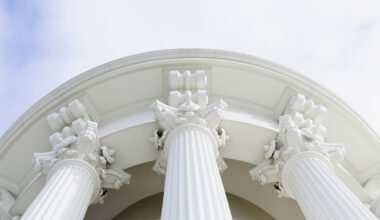 USA, Washington DC, Capitol Building, Low angle view of columns