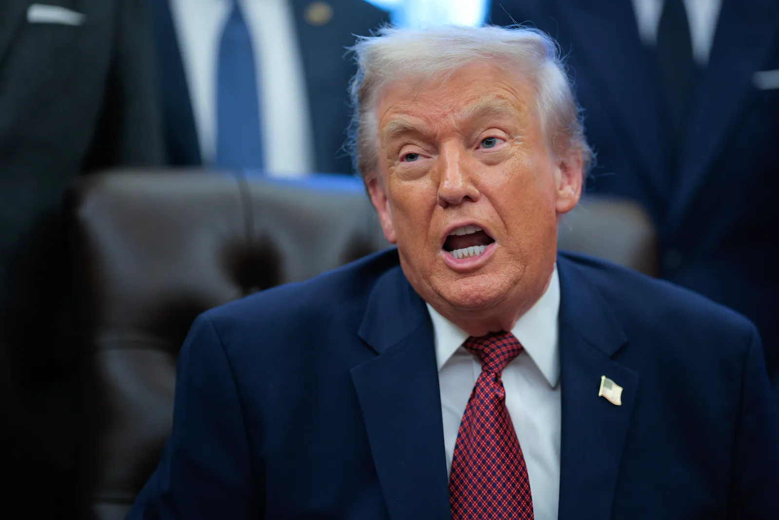 U.S. President Donald Trump announces changes to the country's fuel economy standards in the Oval Office at the White House on December 03, 2025 in Washington, DC.