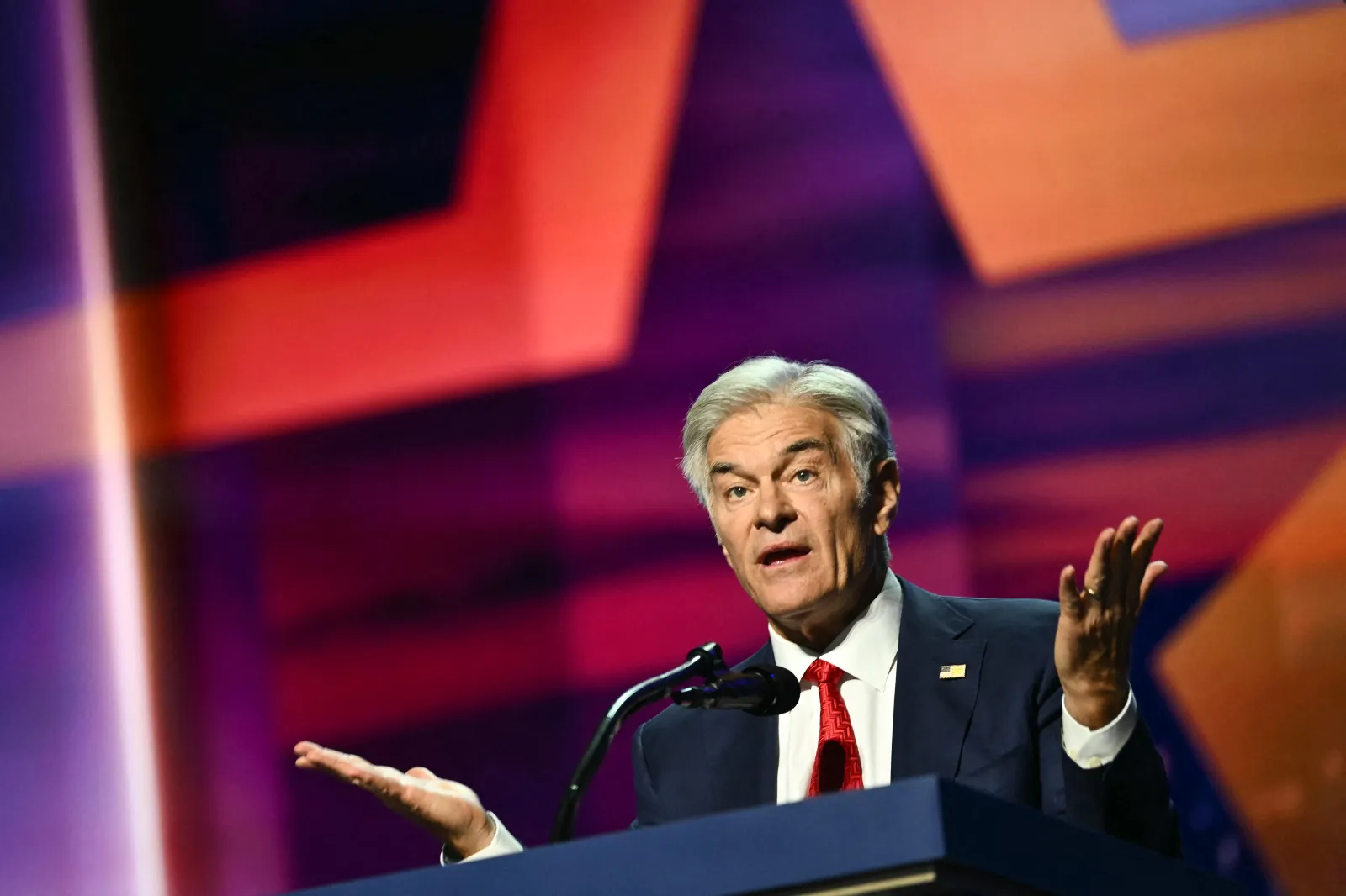 U.S. Medicare and Medicaid Administrator Mehmet Oz speaks during the Republican National Midterm Convention at the American Airlines Center in Dallas, Texas, on September 9.