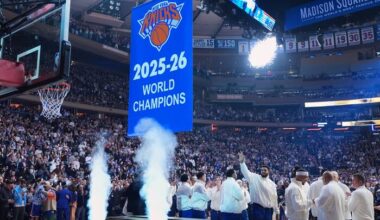 NBA champion Knicks celebrate 2 titles on a banner night in Madison Square Garden