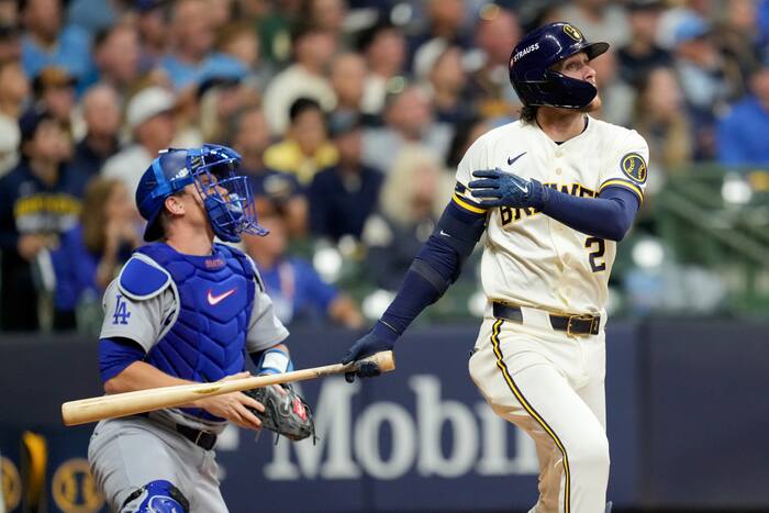 Turang homers and Milwaukee's bullpen delivers as the Brewers beat the Dodgers 2-1 in NLCS opener