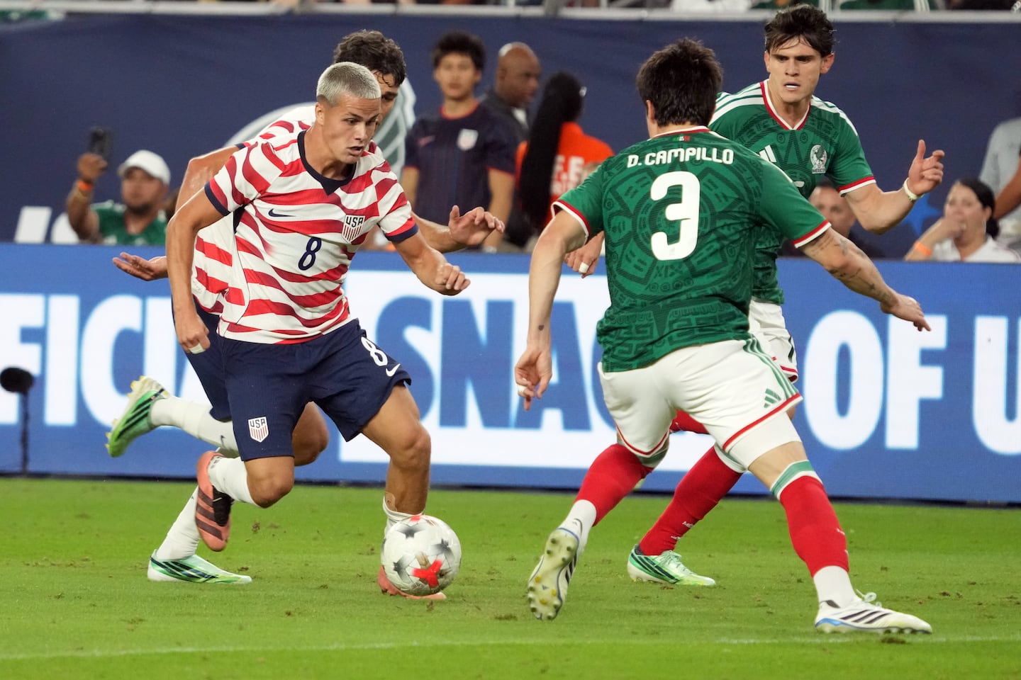 Cavan Sullivan (left) became the youngest player to score for the United States men's national team with a 62nd minute goal in a 3-0 win over Mexico in Glendale, Ariz.