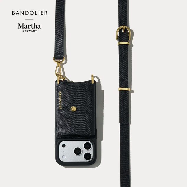 Black snake-embossed Martha Bandolier phone case