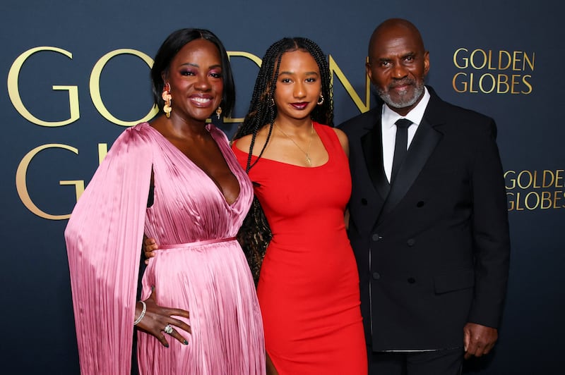 Viola Davis, Genesis Tennon, and Julius Tennon at the Golden Gala: An Evening of Excellence ahead of the 82nd Annual Golden Globes, in Los Angeles, California, in January 2025.