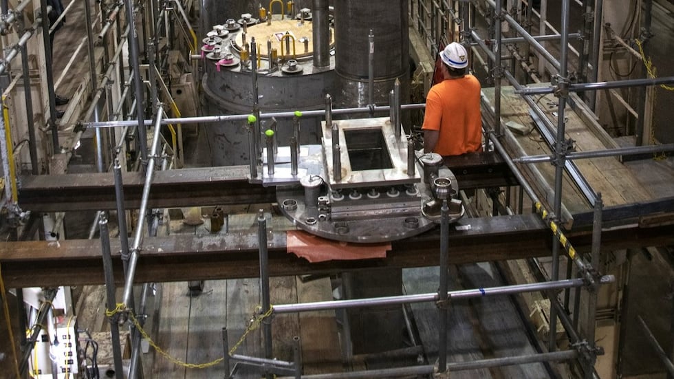 Crews installed an electrolytic dissolver in the H Canyon Chemical Separations Facility at the...