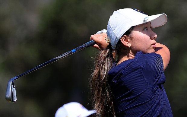 UC Santa Cruz junior Samantha Shaw tied for ninth place to lead the Banana Slugs at the second annual Hollins Cup at Pasatiempo Golf Club on Tuesday. No. 19 nationally ranked UCSC took fourth out of 13 teams. (Shmuel Thaler - Santa Cruz Sentinel)