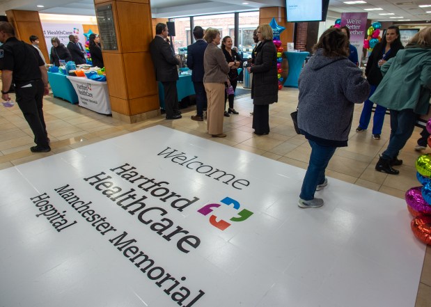 The new welcome sign at Hartford HealthCare Manchester Memorial Hospital on Monday, Jan. 5, 2026. (Aaron Flaum/Hartford Courant)