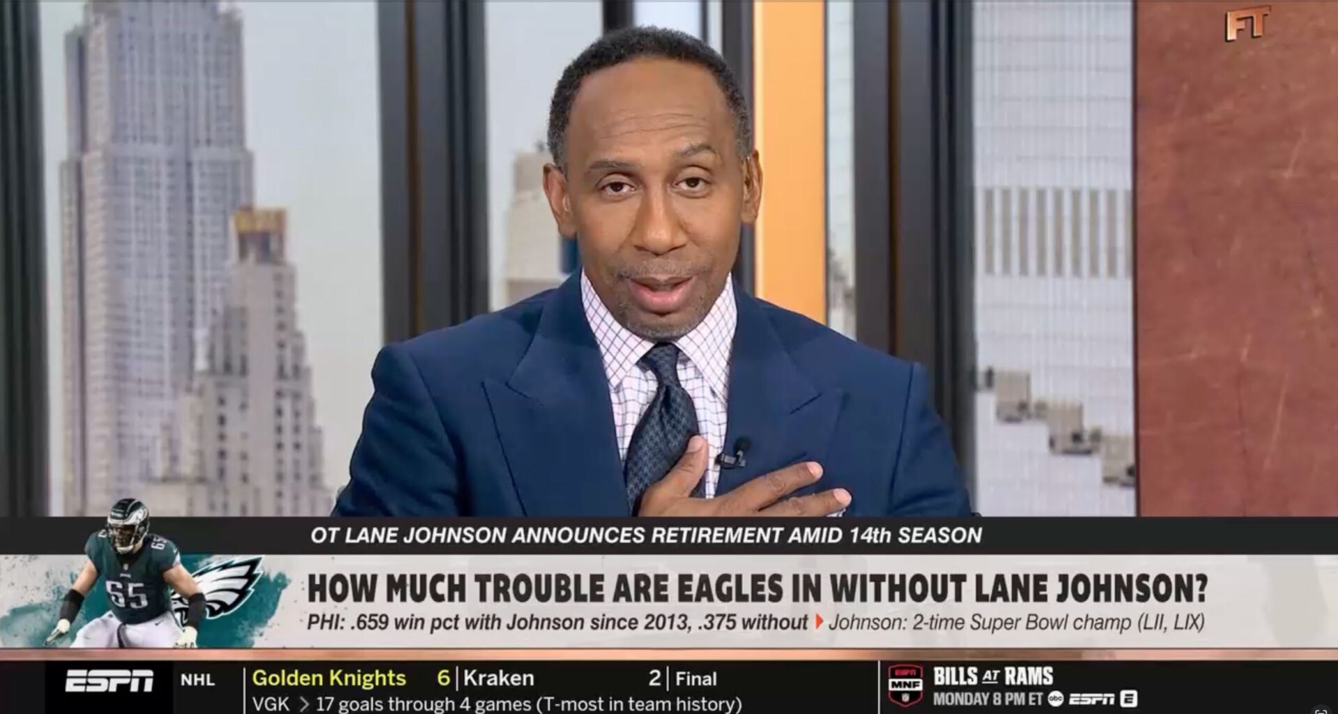 Stephen A. Smith walks back Lane Johnson mental health critique