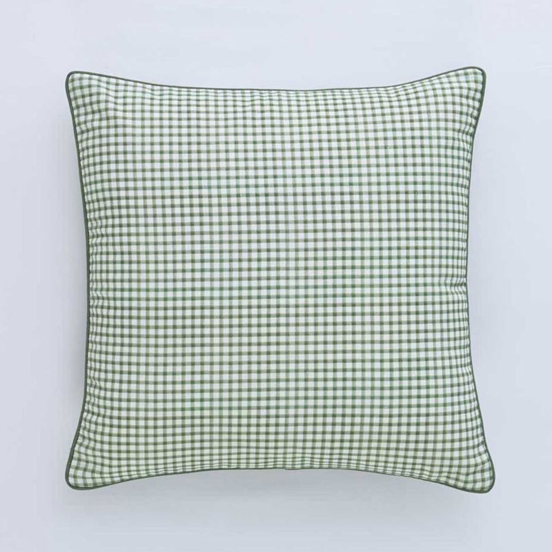 green gingham cushion
