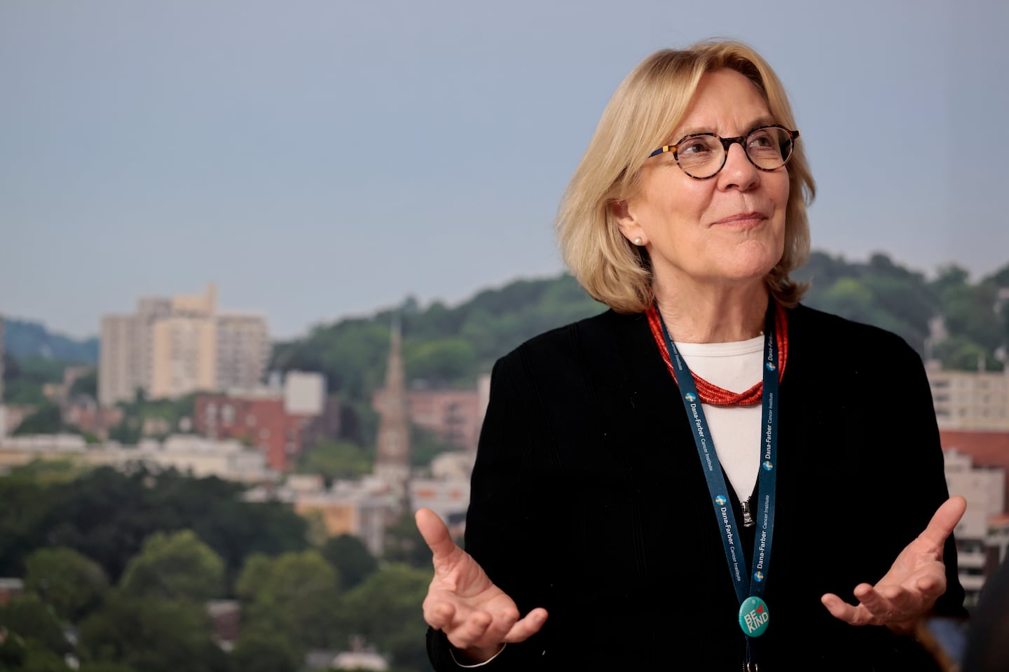 Anne Gross, senior vice president of patient care services, chief nursing officer and Ning Zhao chair of nursing, gave a tour of two mock-up rooms for Dana-Farber Cancer Institute’s new cancer hospital.