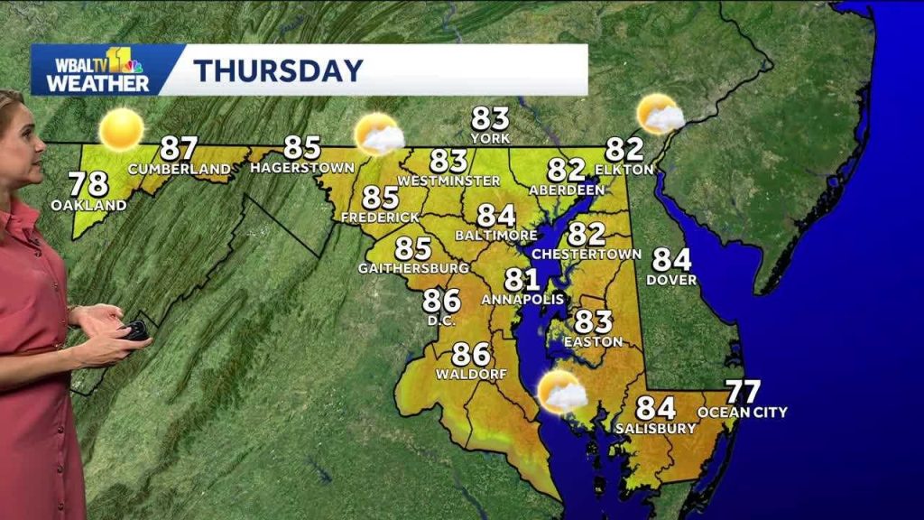 80s on Thursday in the Baltimore Metro