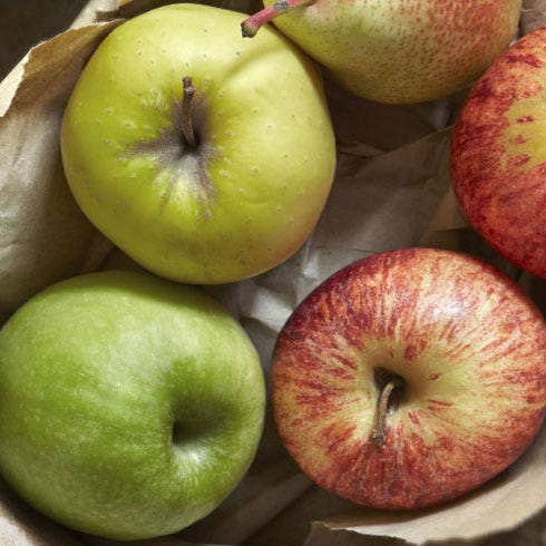 apples in vintage kitchen scales