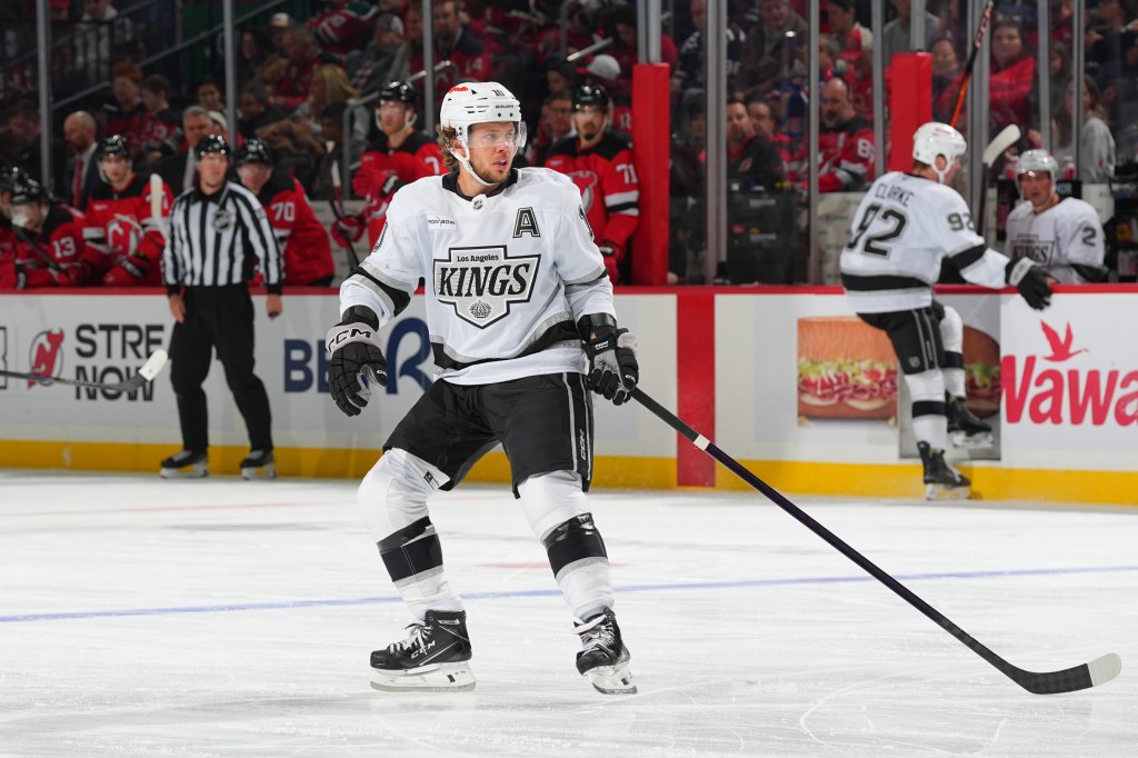 Artemi Panarin of the Los Angeles Kings skates on the ice during a game against the New Jersey Devils.