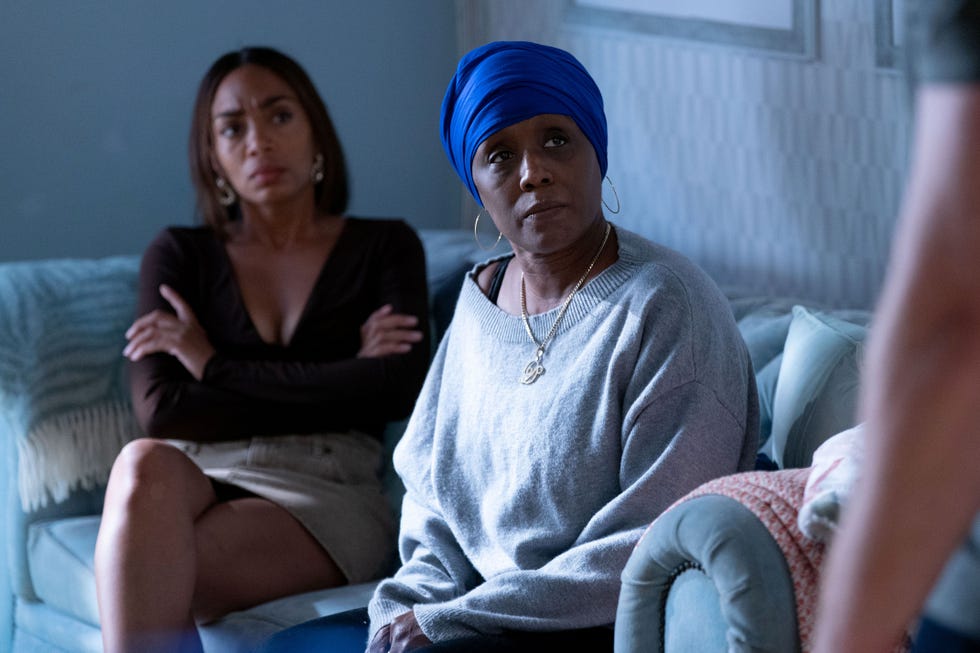EMBARGOED UNTIL 27/10/2026 Chelsea Fox, Denise Fox, Sean Slater, EastEnders chelsea fox, denise fox, sean slater, eastenders