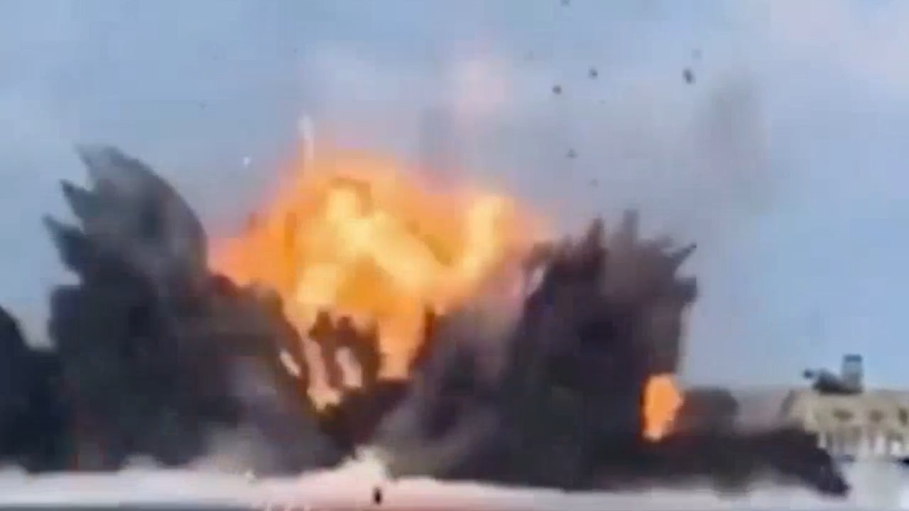 Moment British-made sea drones strike Russian Olympic sea port in Ukraine's Black Sea blockade