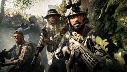 Four soldiers camp out in key art for the Battlefield 6 campaign