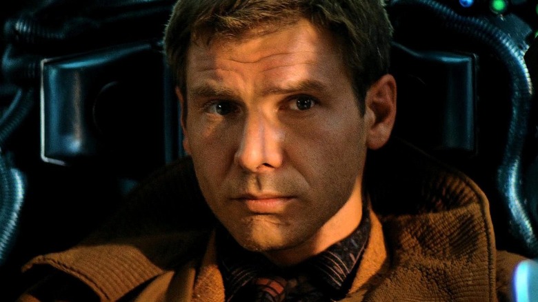 A medium shot of Harrison Ford as Rick Deckard in Blade Runner.
