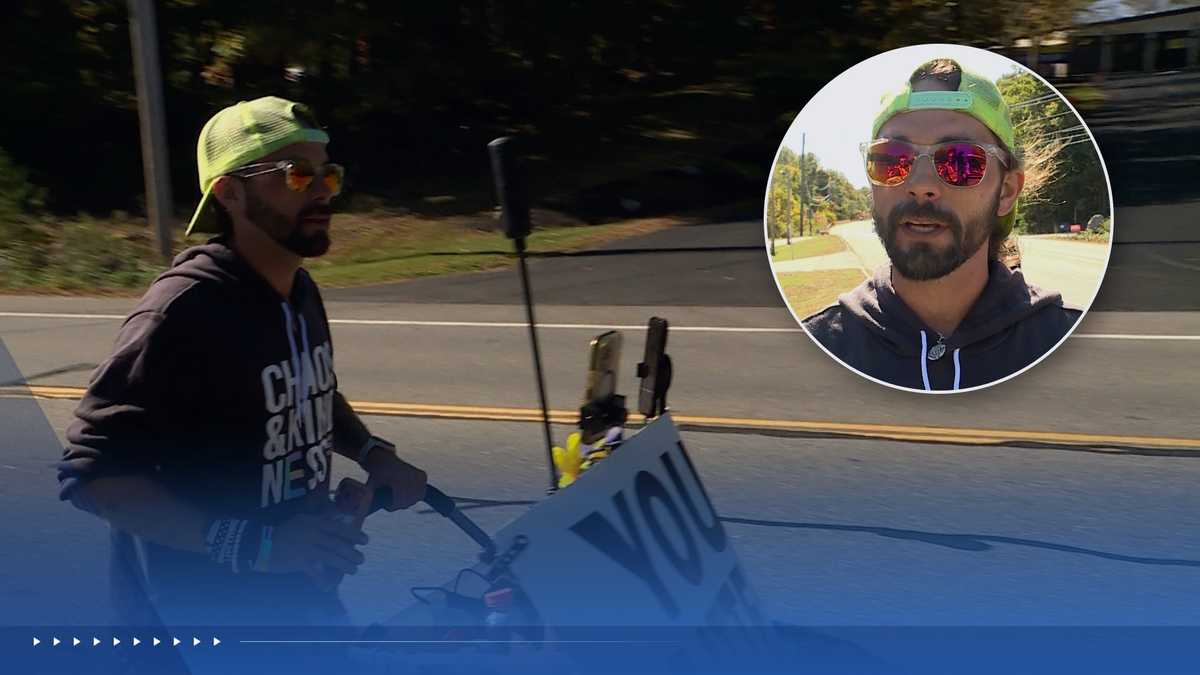 Florida man in Maine to finish 12K-mile walk for mental health awareness