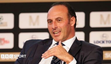 Ramon Vega speaking during the Soccerex Global Convention in Manchester in 2016