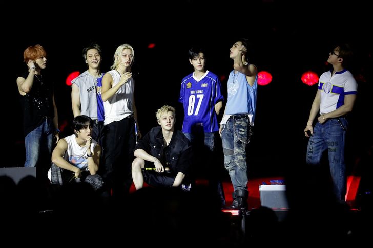Members of K-pop boy band Stray Kids perform during the Rock in Rio music festival in Rio de Janeiro, Brazil, Sept. 12. AP-Yonhap
