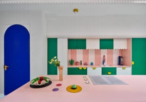 Striped kitchen interior