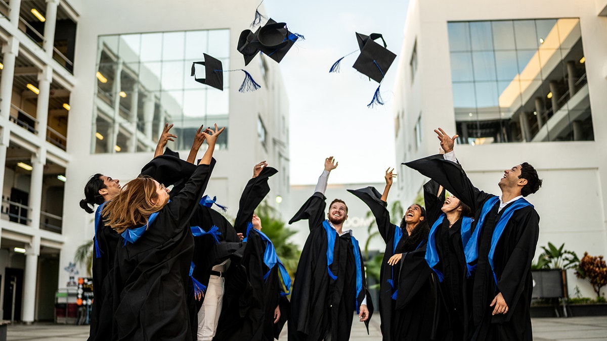 College students celebrate graduation