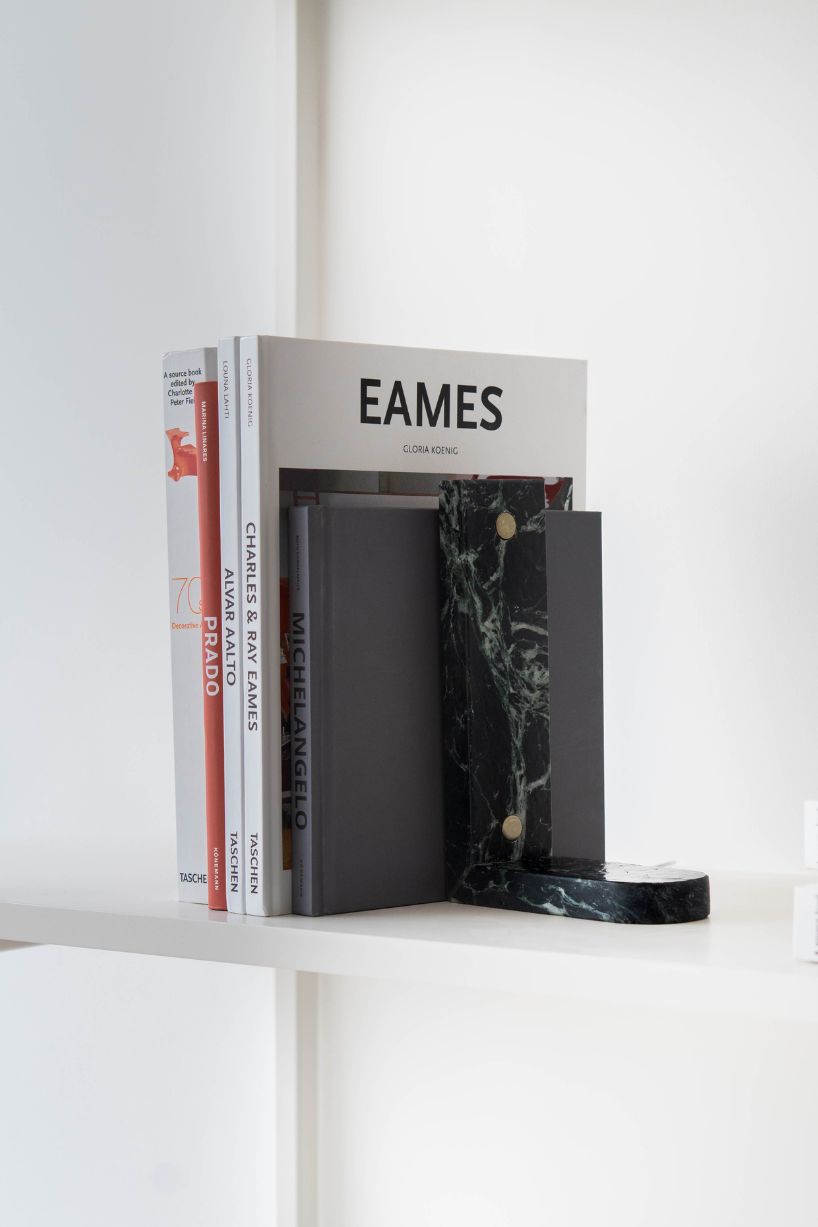 hollowed quartzite and steel form concav book, a magnetic bookend luminaire - 3