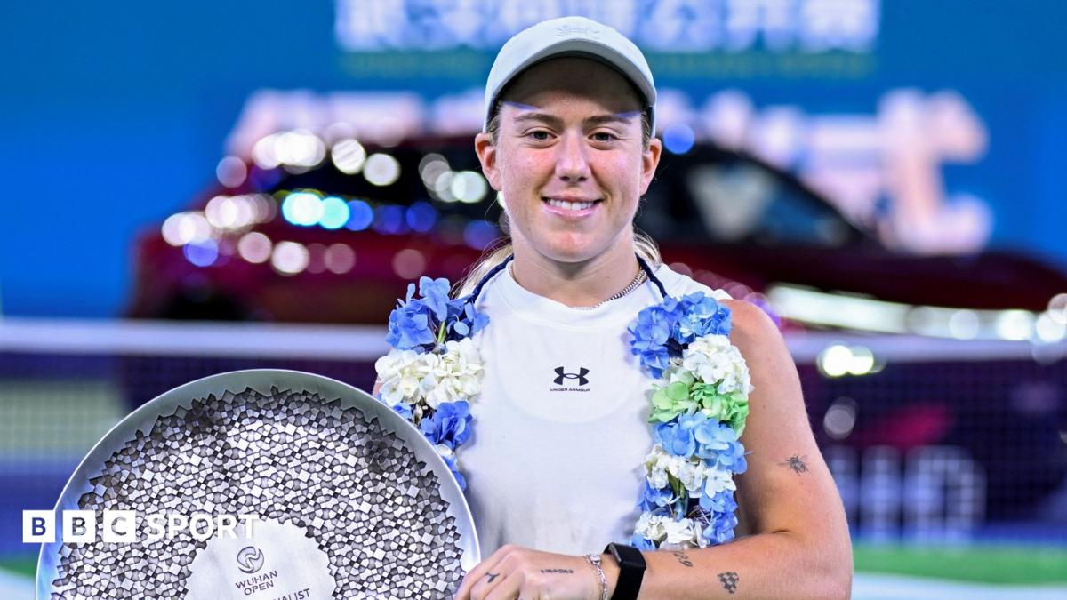 Sonay Kartal smiles as she poses with the Wuhan Open's runner-up trophy