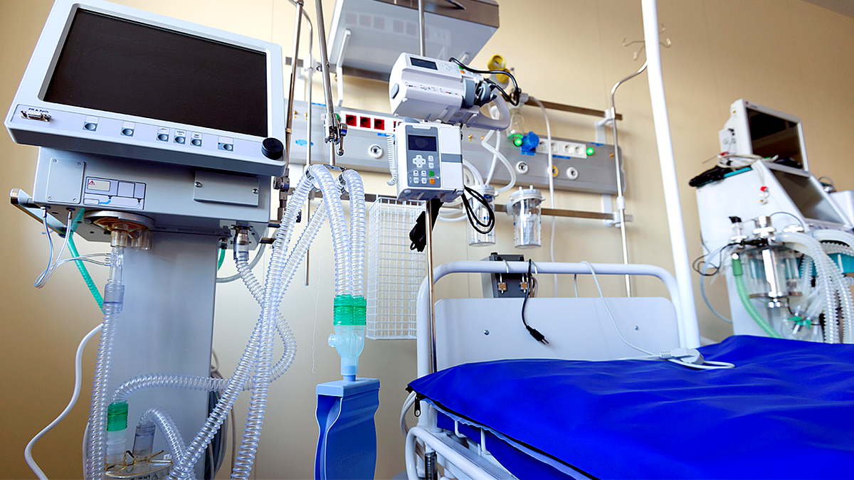 Intensive care unit, equipment, ventilation, oxygen stock photo.
