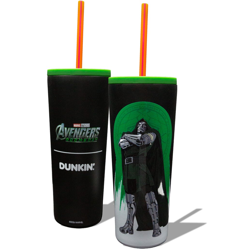 Avengers-themed reusable tumbler featuring a character with a black and green design and colorful straws. Avengers-themed reusable tumbler featuring a character with a black and green design and colorful straws.