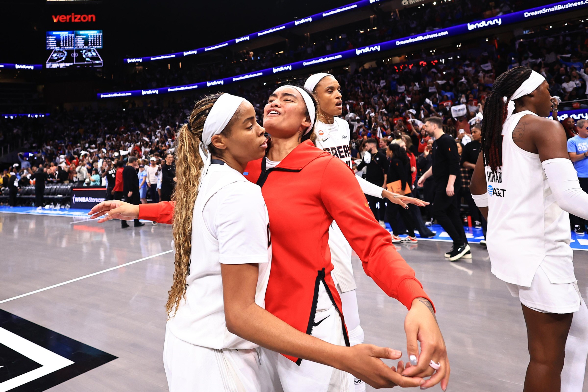 Canada’s teammates are fired up for her. (Photo by Joe Boatman)