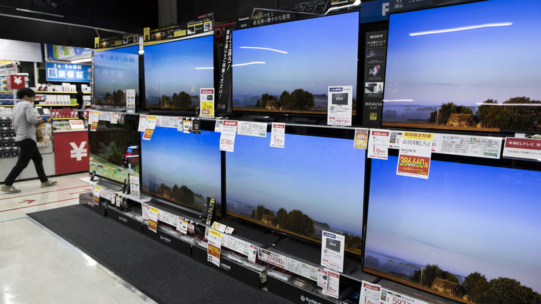 OLED TVs on display in a store