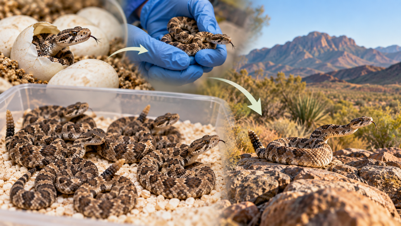 How were six New Mexico ridge-nosed rattlesnake babies born