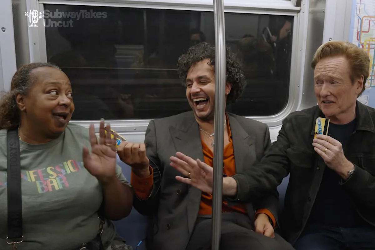 Conan O'Brien met his match on 'Subway Takes.' She's a 68-year-old bar owner from Brooklyn.