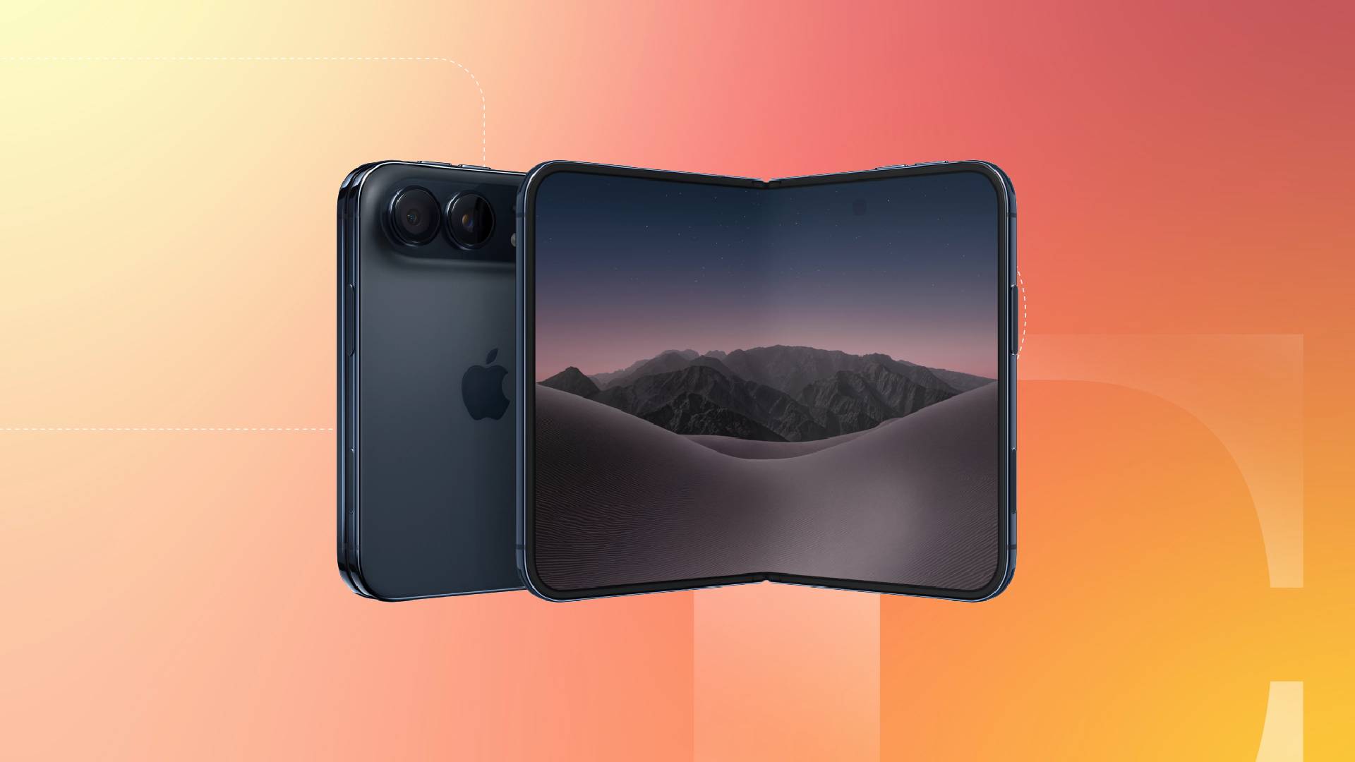 A black foldable phone against an orange gradient CNET background.